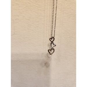 10K Tri-Color Heart Shaped Pendant With Diamonds .925 sterling silver chain 20"